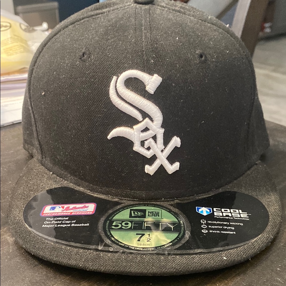 New Era White Sox Black and White Cap